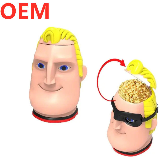 Custom Creativo Cartone animato Popcorn Bucket OEM Design 3d Plastic Popcorn Bucket Contenitore