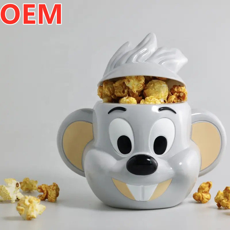 Custom Creativo Cartone animato Popcorn Bucket OEM Design 3d Plastic Popcorn Bucket Contenitore
