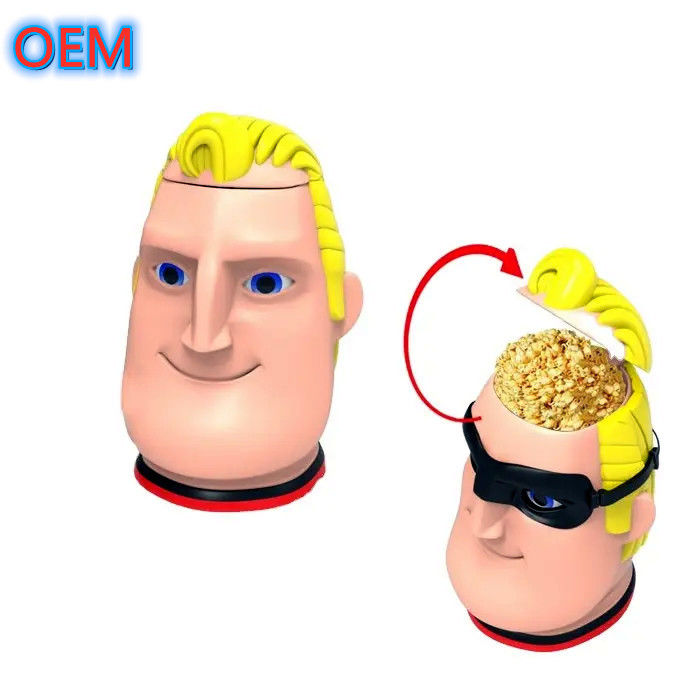 Cartoon Popcorn Bucket Personalizzazione, OEM Design Popcorn Bucket di plastica di alta qualità