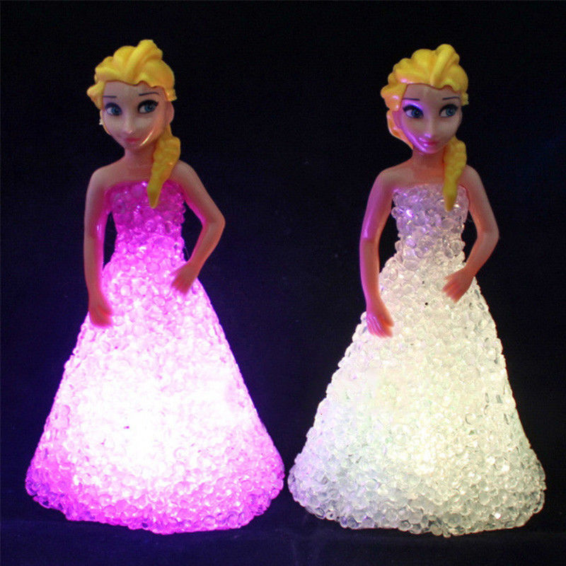 Mini Custom Elsa Anna Sofia LED luci colorate Gradiente cristallina Lampada notturna Princess