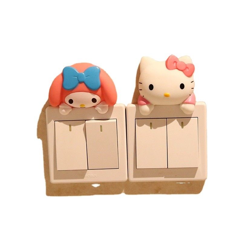 Kt Cat Cartoon Switch Cover Room Decor 3D Interruttore On-Off Adesivo Interruttore Presa da parete