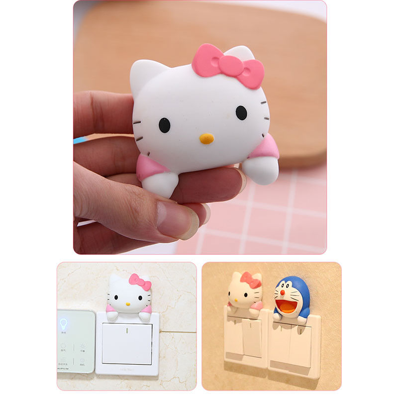 Kt Cat Cartoon Switch Cover Room Decor 3D Interruttore On-Off Adesivo Interruttore Presa da parete