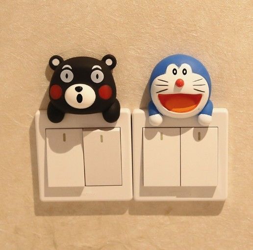 Kt Cat Cartoon Switch Cover Room Decor 3D Interruttore On-Off Adesivo Interruttore Presa da parete