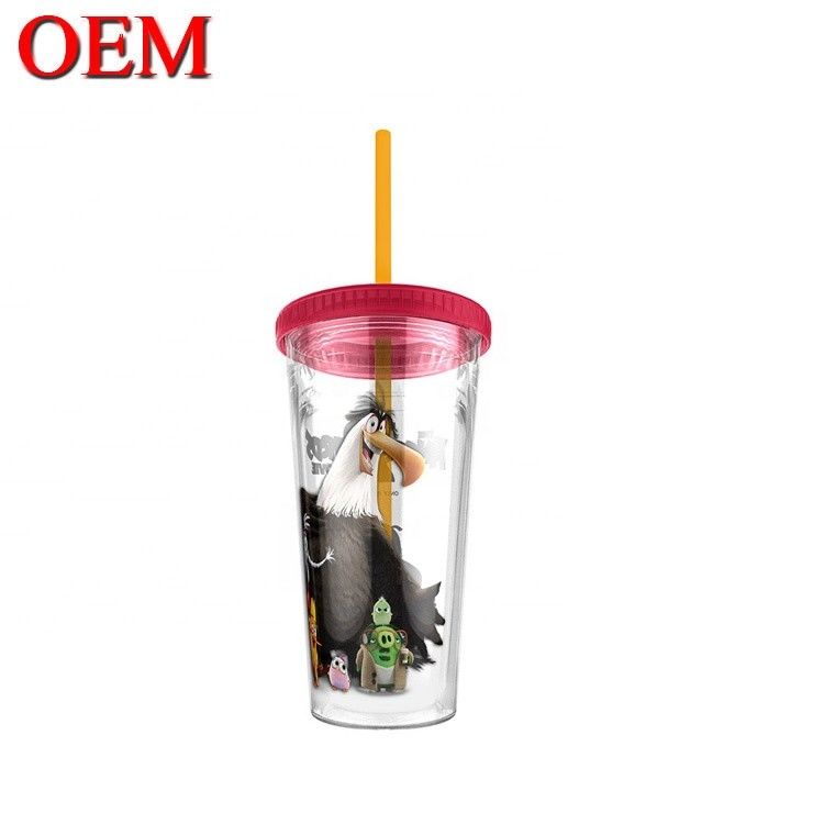 Figura personalizzata Coppa di paglia di plastica a doppia parete Coppa d' acqua riutilizzabile OEM Fabbrica di giocattoli di plastica