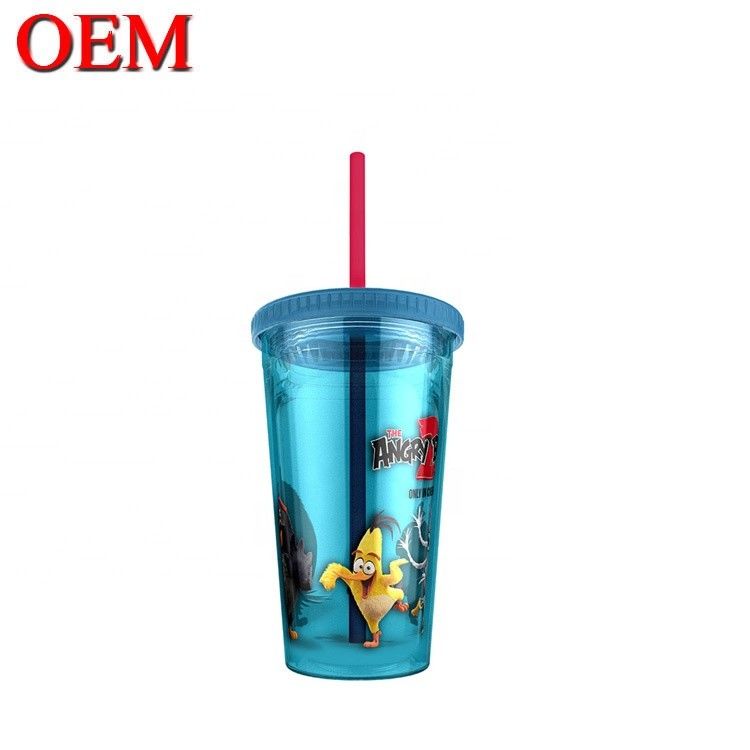 Figura personalizzata Coppa di paglia di plastica a doppia parete Coppa d' acqua riutilizzabile OEM Fabbrica di giocattoli di plastica