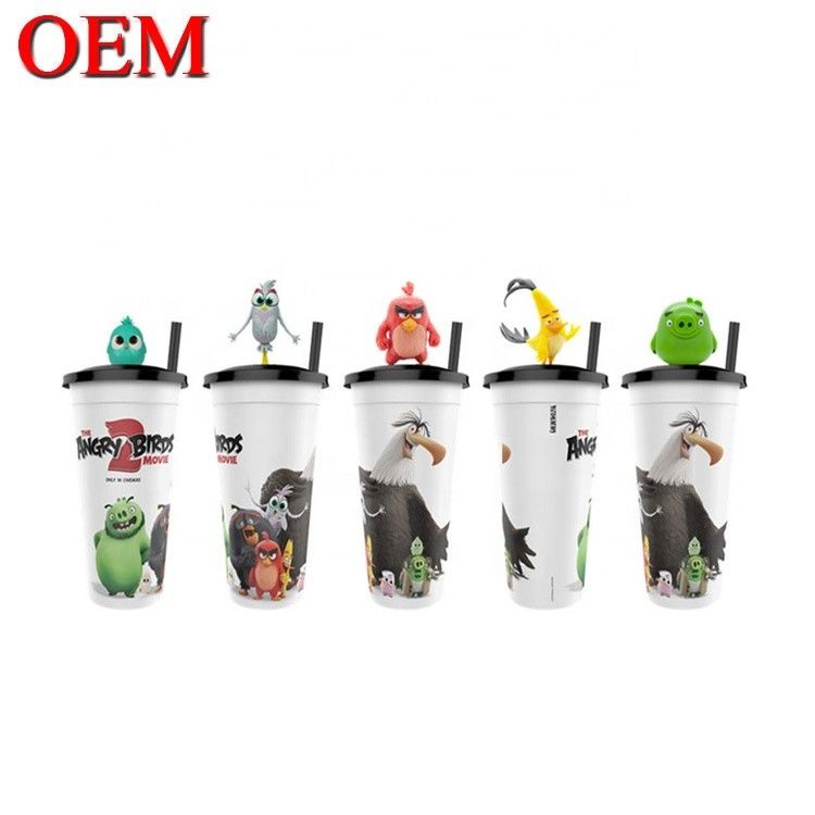 Figura personalizzata Coppa di paglia di plastica a doppia parete Coppa d' acqua riutilizzabile OEM Fabbrica di giocattoli di plastica