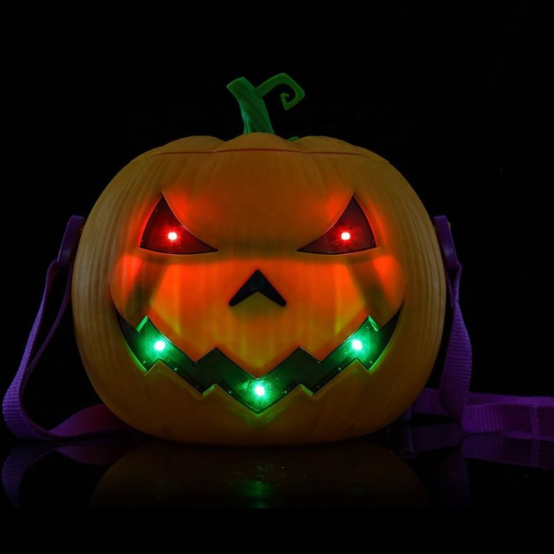 Custom 3D a voce attivata Forma di zucca luminosa Popcorn OEM Cute Food Container Bucket