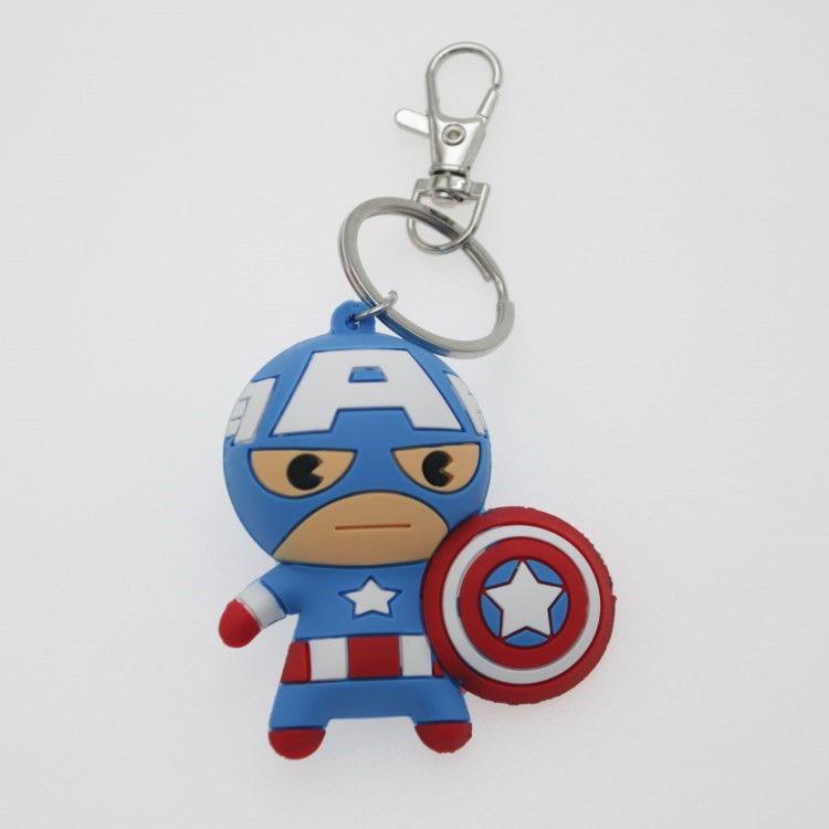 Personalizzazione 3D Anime Capitan America Rubber Keychain Pvc Keychain Per Borsa Da Scuola