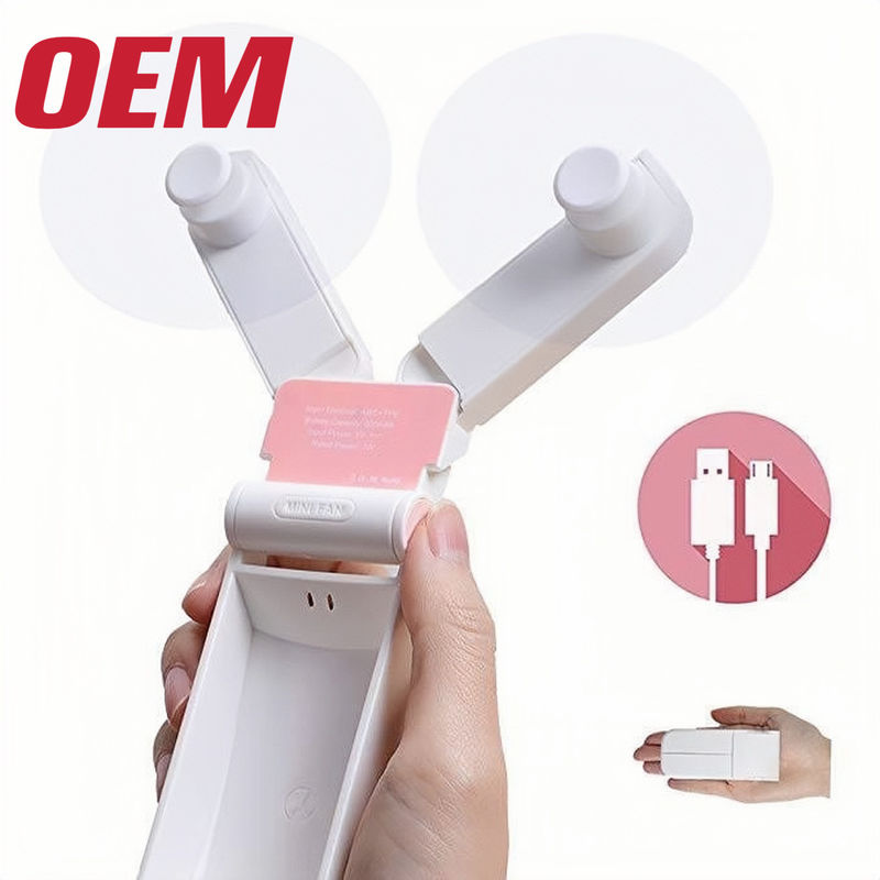 Mini Ventilatore di raffreddamento portatile OEM estivo Ventilatore portatile fatto a mano Batteria di litio carina di plastica pieghevole estiva