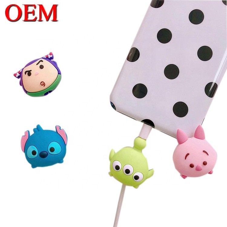 Custom Mini Cute USB Toy OEM Cute Cartoon Cable Bites Figure Make Plsstic Animal Data Charger Bites accessorio giocattolo