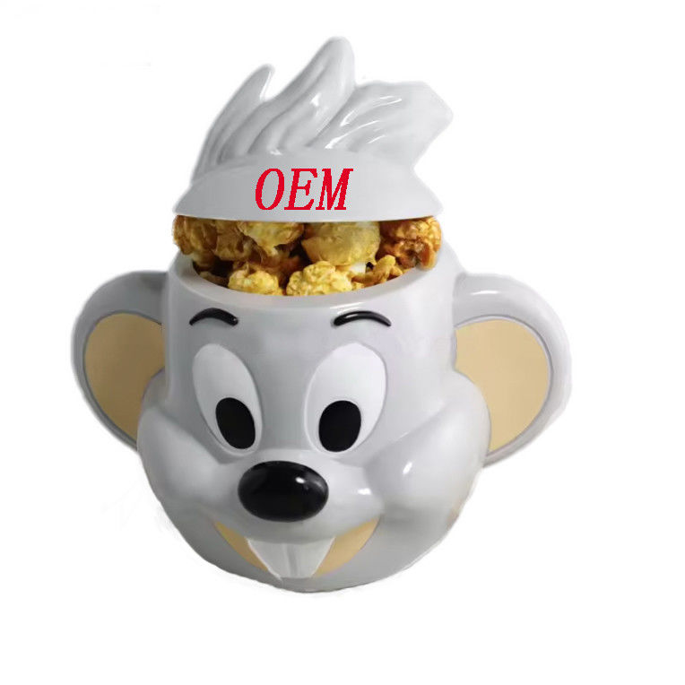 Disegno di personaggio di cartoni animati di popcorn in plastica personalizzato