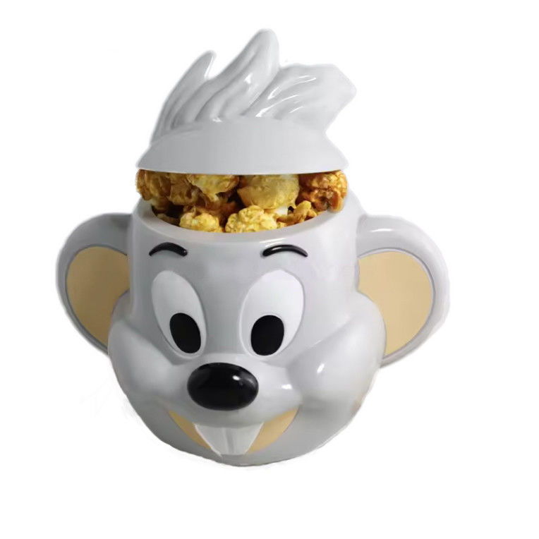 Disegno di personaggio di cartoni animati di popcorn in plastica personalizzato