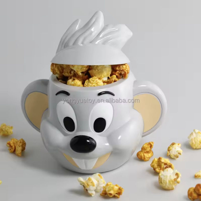 Disegno di personaggio di cartoni animati di popcorn in plastica personalizzato