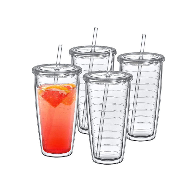 Acrilico Tumbler con coperchio e paglia doppia parete misto colore coppe di plastica riutilizzabili con il tuo progetto