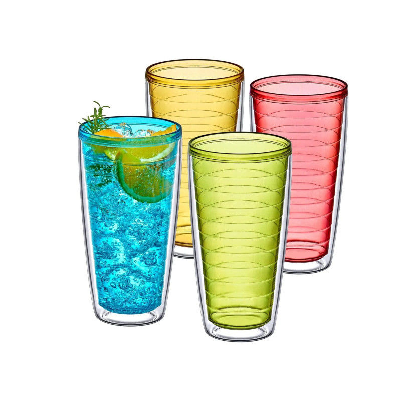 Acrilico Tumbler con coperchio e paglia doppia parete misto colore coppe di plastica riutilizzabili con il tuo progetto
