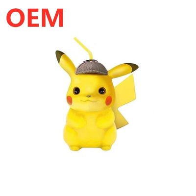 Fabbricazione su misura Plastic Shape 3D Cartoon Pikachu Figure Straw cup