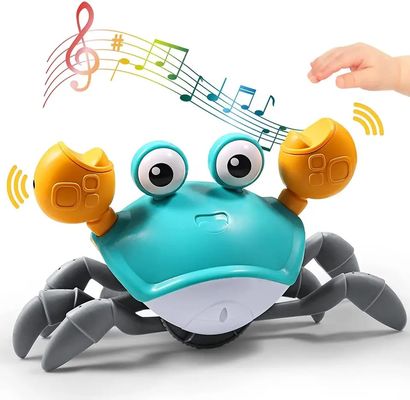 Custom Walking Running Sensore elettronico Green Crawling Crab Baby Toy Music LED Light Up