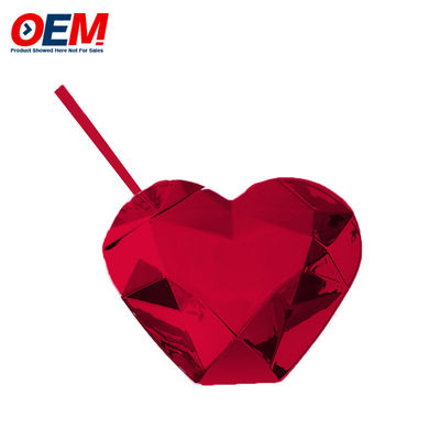 Coppa a doppia parete in PP personalizzata con paglia OEM Sweet Heart 450ml Coppa d'acqua di plastica