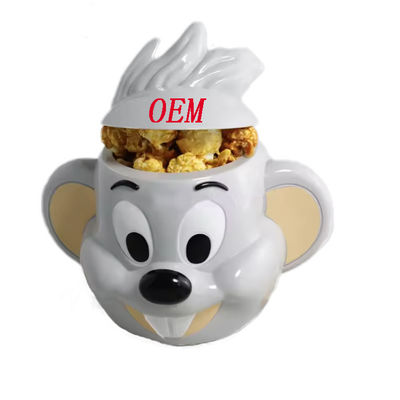 Disegno di personaggio di cartoni animati di popcorn in plastica personalizzato